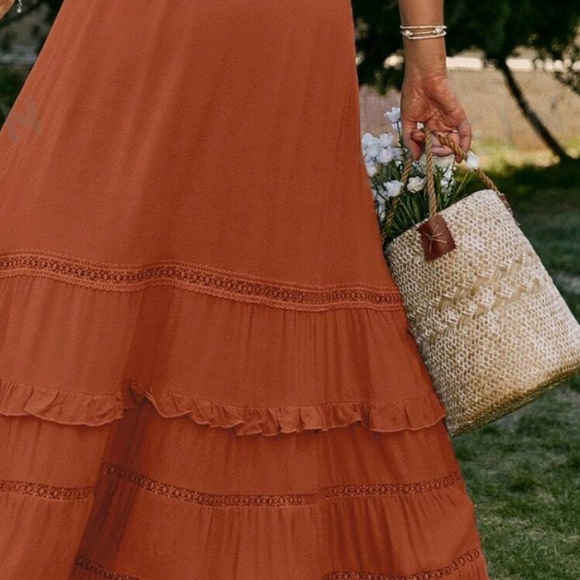 Boho Ruffle Hem Tassel Stretchy Waist Maxi Skirt - Picture 6 of 6